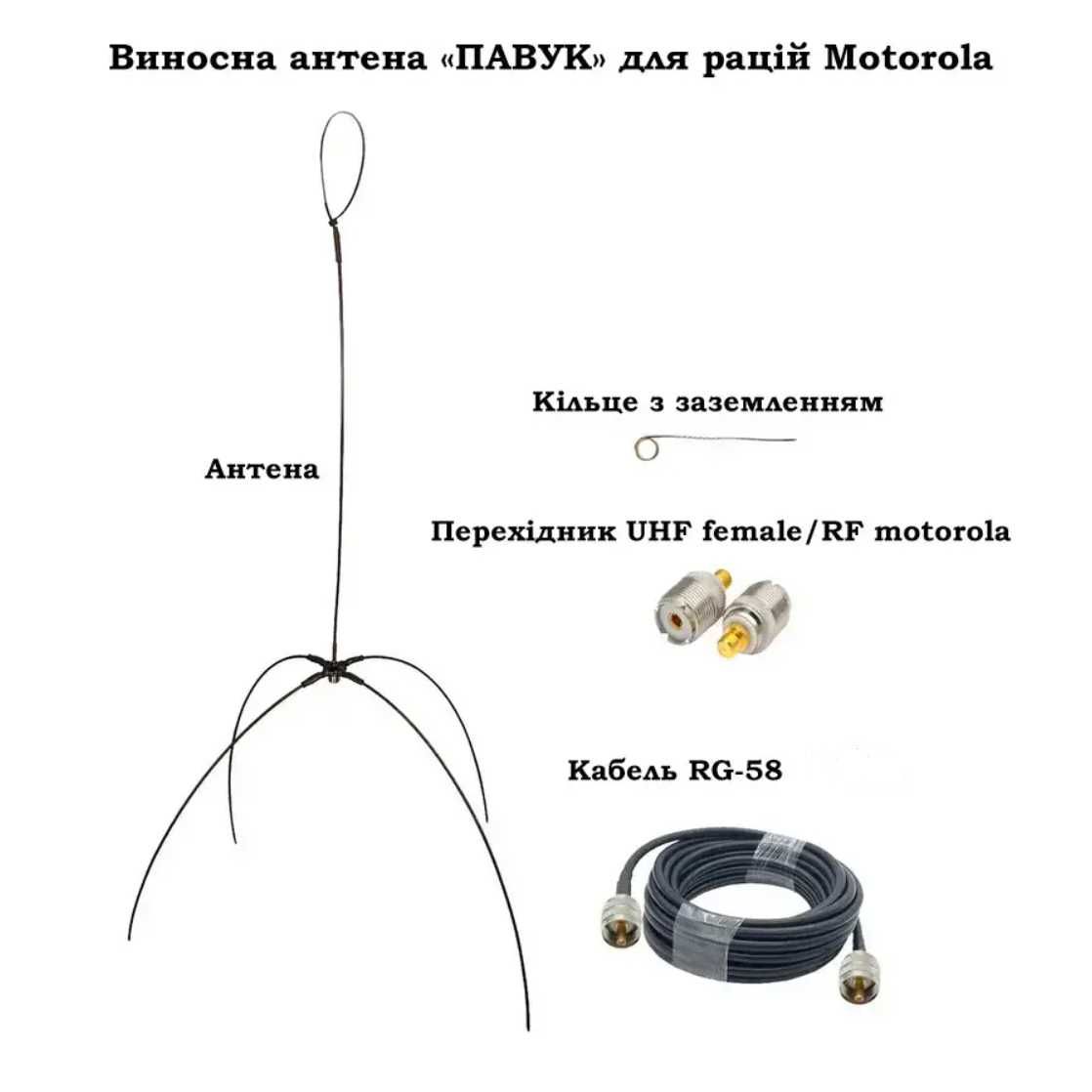Виносна антена павук для радіостанцій Моторола, двохдіапазонна, кабель