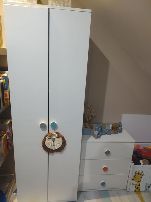 Zestaw mebli dziecięcych szafa komoda pojemnik na zabawki