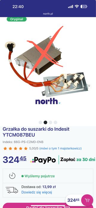 Grzałka do suszarki Indesit YTCM087BEU diody