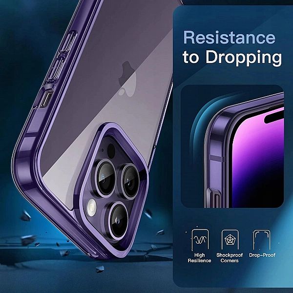 Etui iPhone 14 Pro Max 6,7" x2 Szkło Hartowane JETech 3w1 głęboki fiol