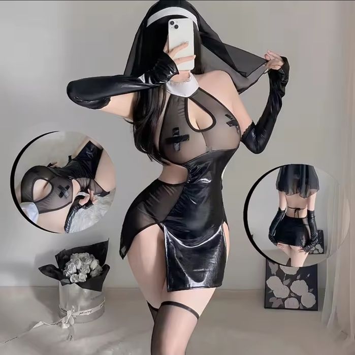 Эротический сексуальный ролевой игровой костюм монашки