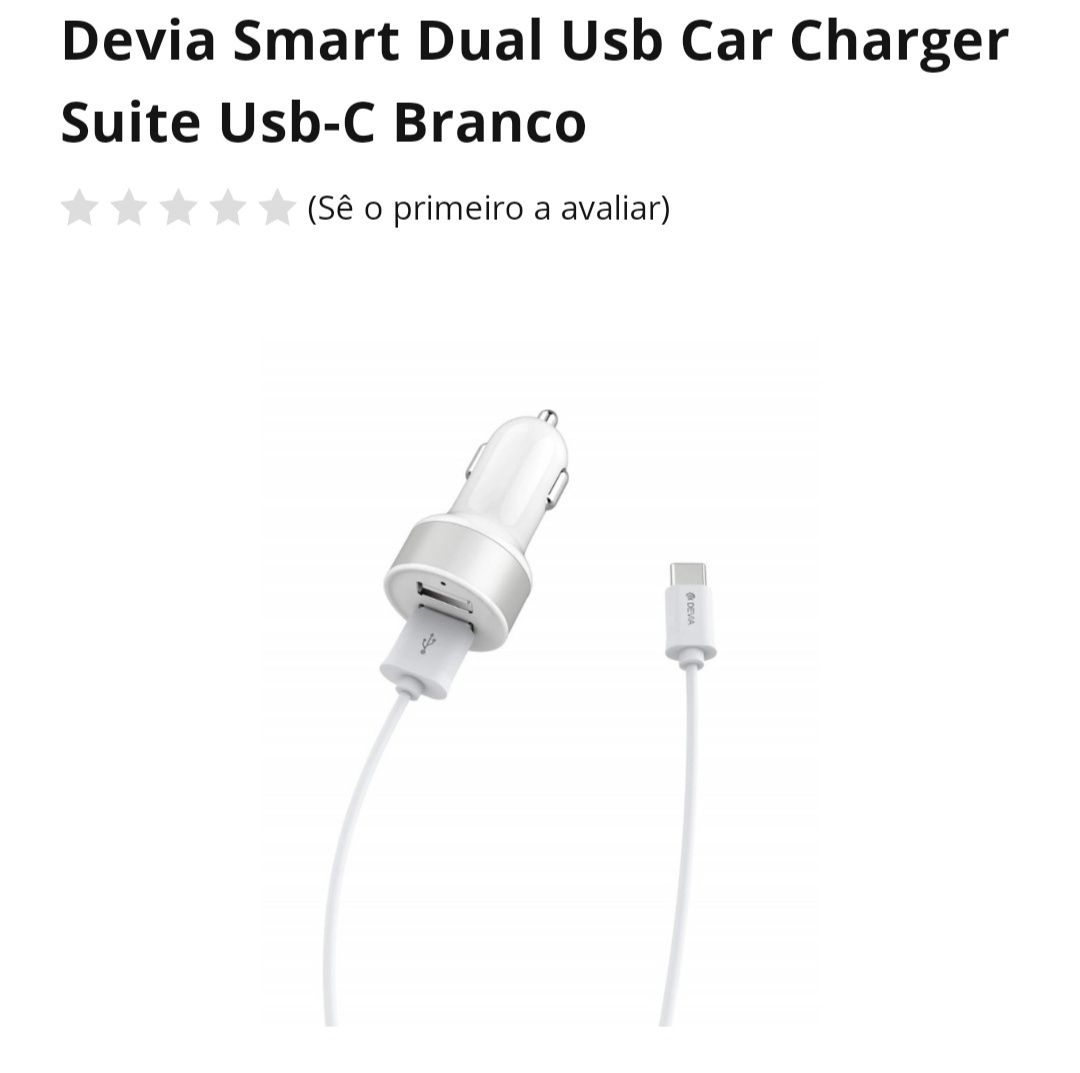 Devia Carregador isqueiro C/ 2 USB - C/ Cabo T/ C / 1 USB S/ cabo