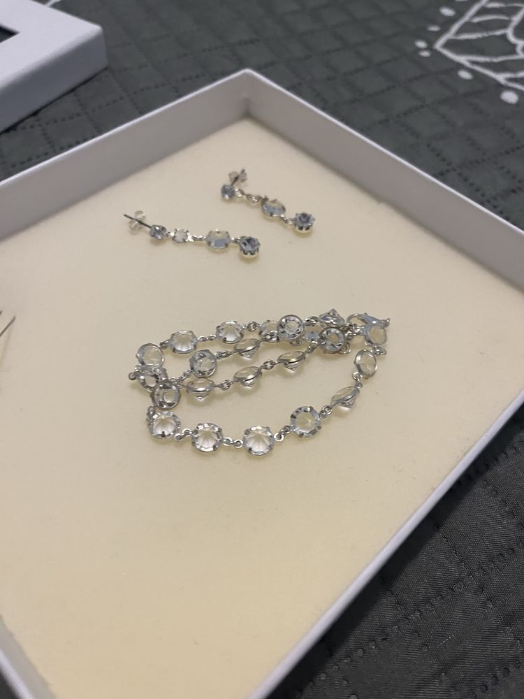 Biżuteria ślubna zestaw bransoletka kolczyki komplet