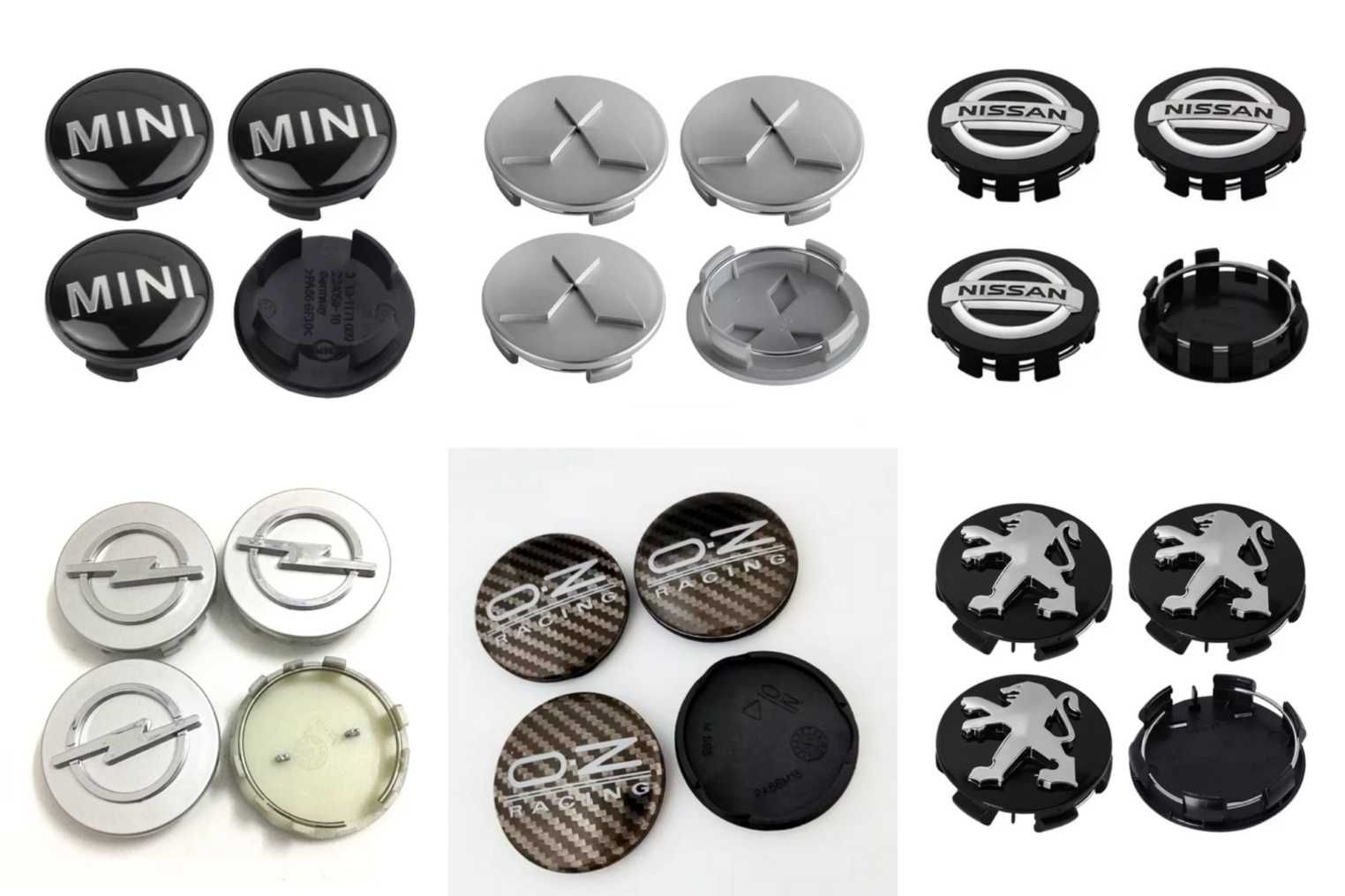 Centros/tampas de jante completos ou autocolantes para todas as marcas