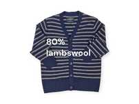 Sweter Jean Paul XL 2XL kardigan wełna lambswool navy w paski nowy