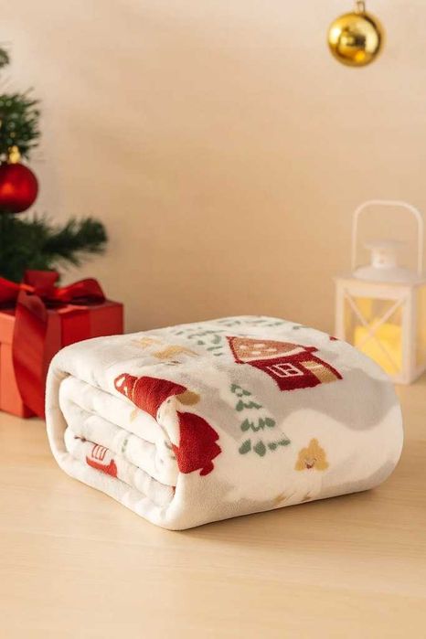 Miękki koc świąteczny 160x200 – ciepły pluszowy zimowy na zimę miękki
