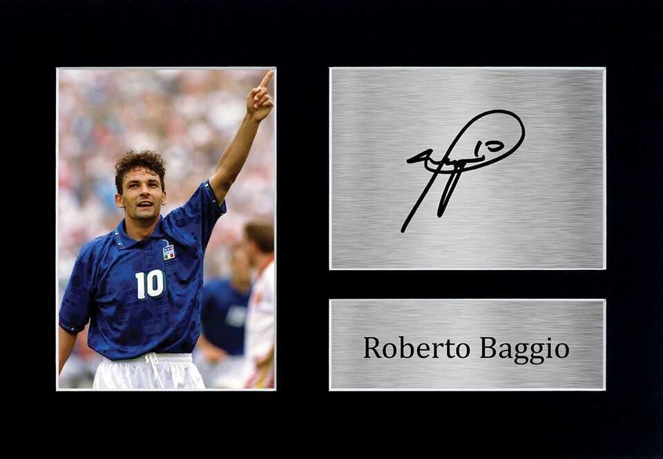 Roberto Baggio Autógrafo Emoldurado impresso Italia