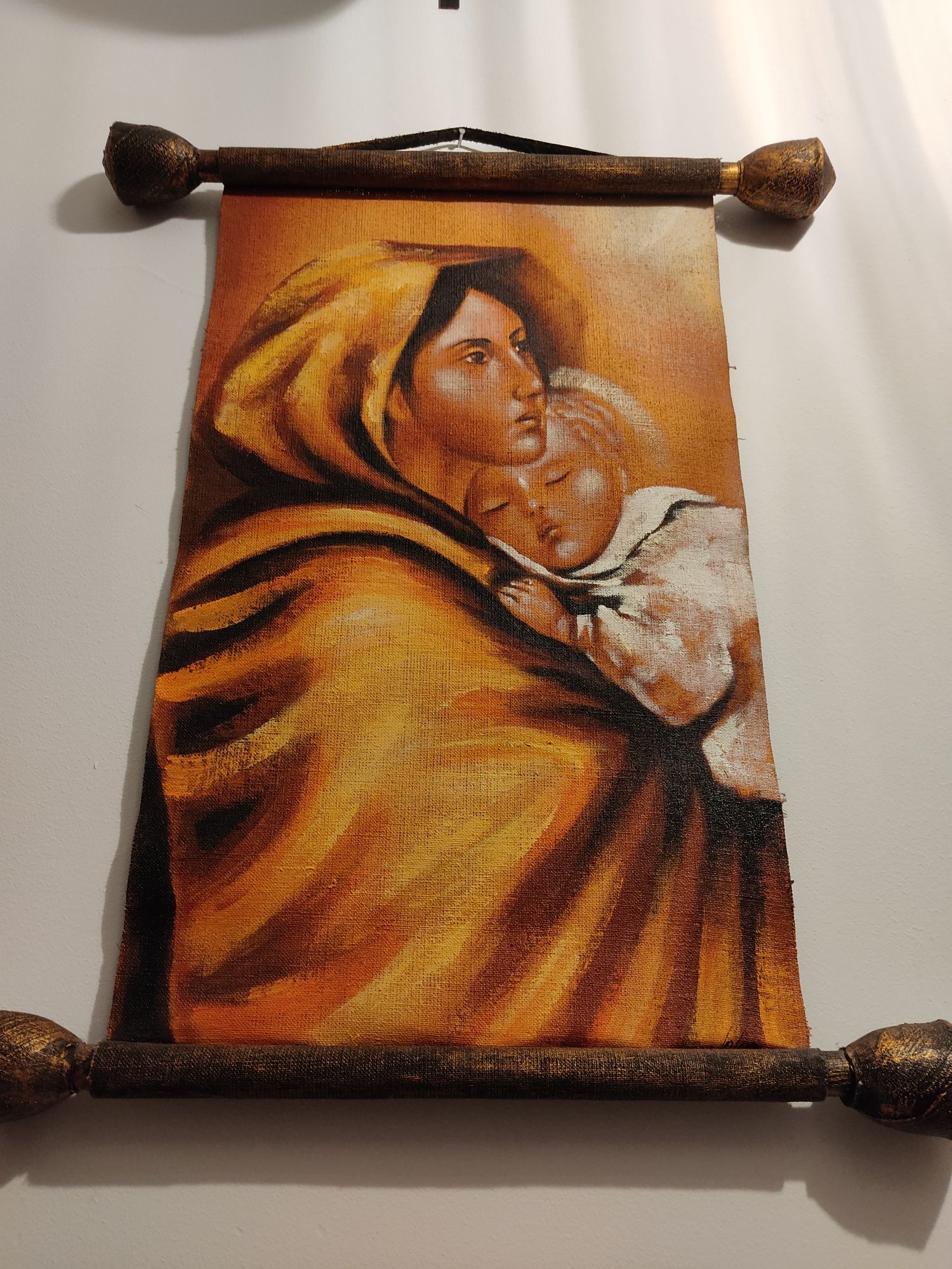 "Matka Boska Cygańska"-wspaniały obraz olejny na zwoju!