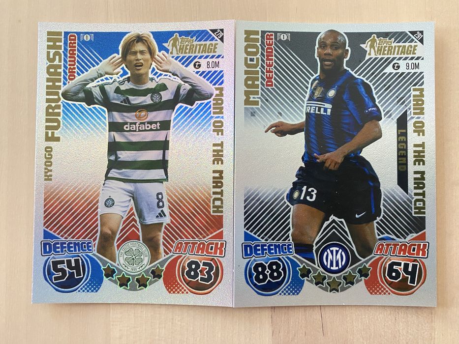 Cartas Match Attax Extra Champions League Heritage Maicon e Furuhashi