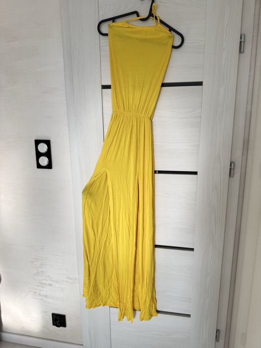 Żółta maxi długa sukienka nowa z metkami Boohoo letnia wakacyjna S/36