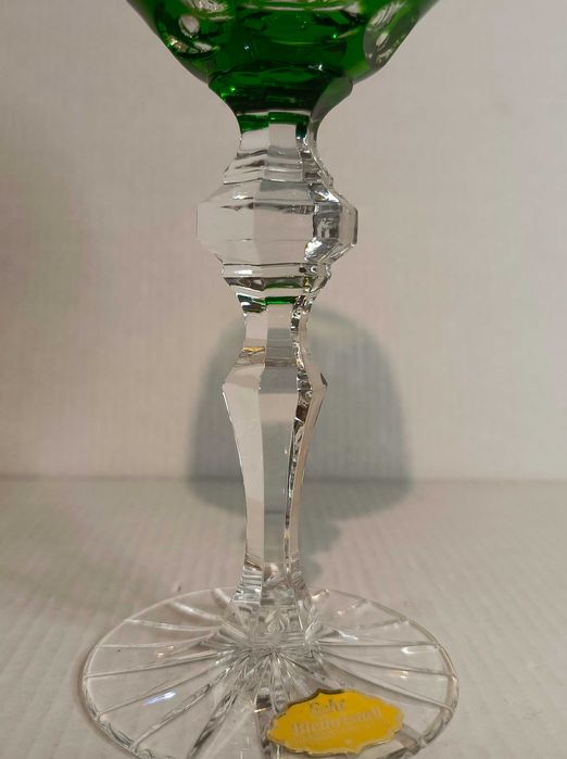 Kieliszek kryształowy do wina, remer, roemer, zielony