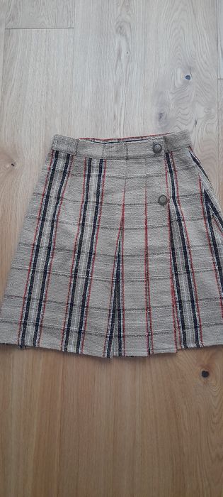 Spodnica damska z faldami  w krate bezowa r. S
