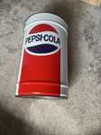 Vintage PEPSI COLA, large tin container, openable, pouf