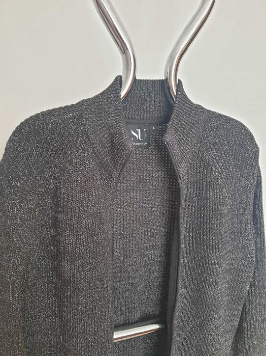 Sweter grafitowy L melanż blezer suwak SU