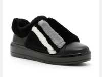 Oryginalne buty sneakers trampki Prada r.37 czarne futro rzepy
