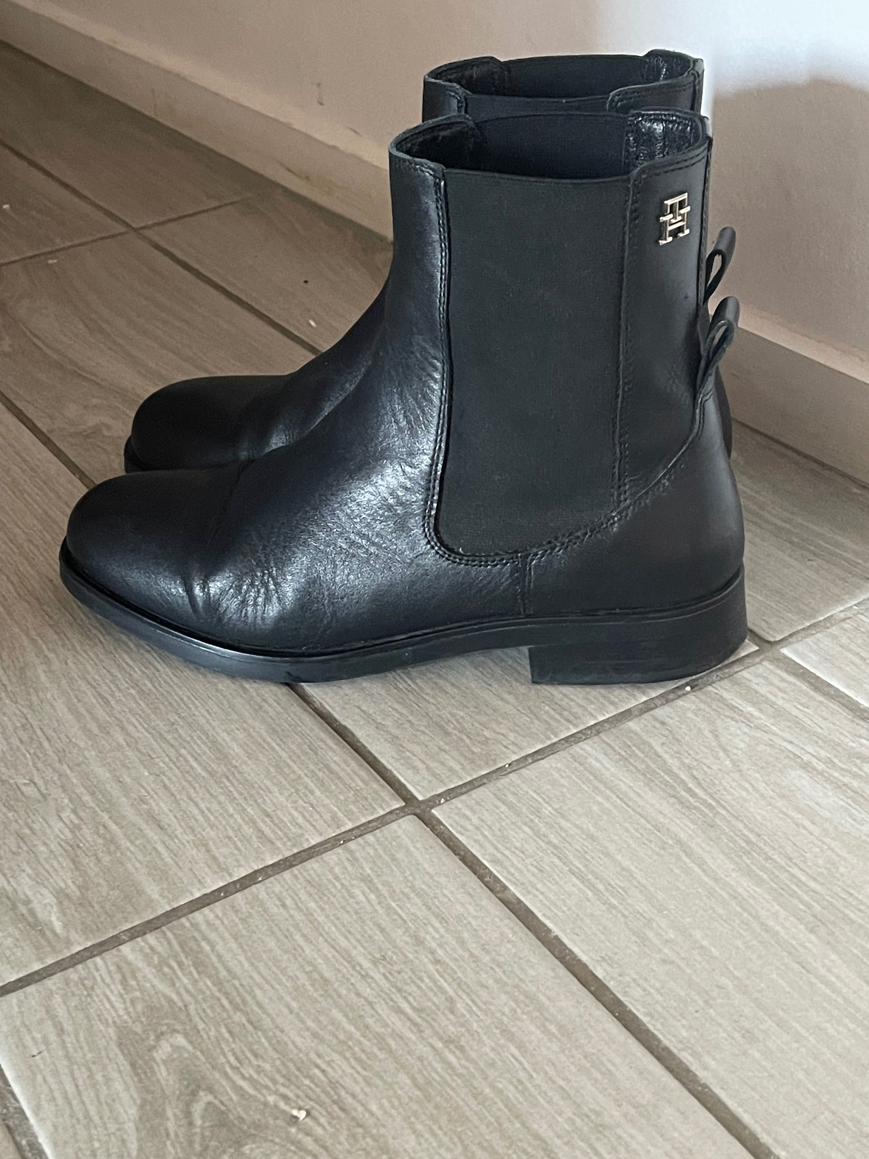 Botki Tommy Hilfiger 40 czarne skóra naturalna