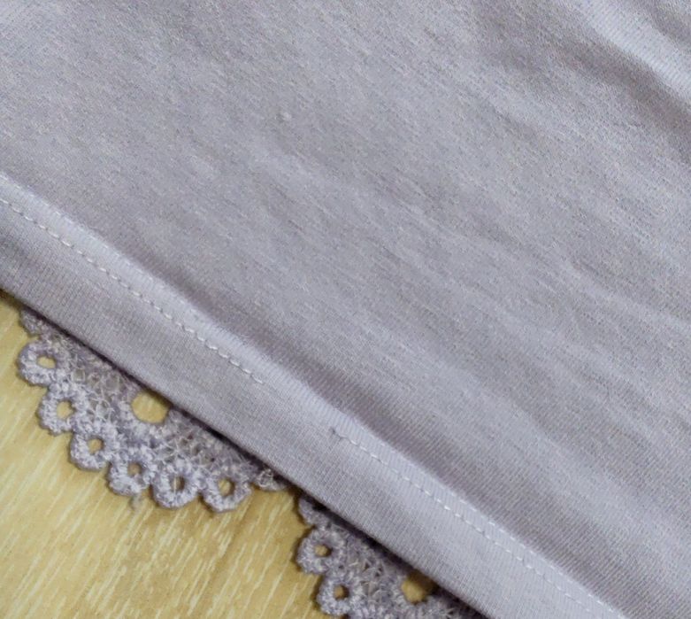 Fioletowy liliowy crop top z haftem koronką 36 S Primark