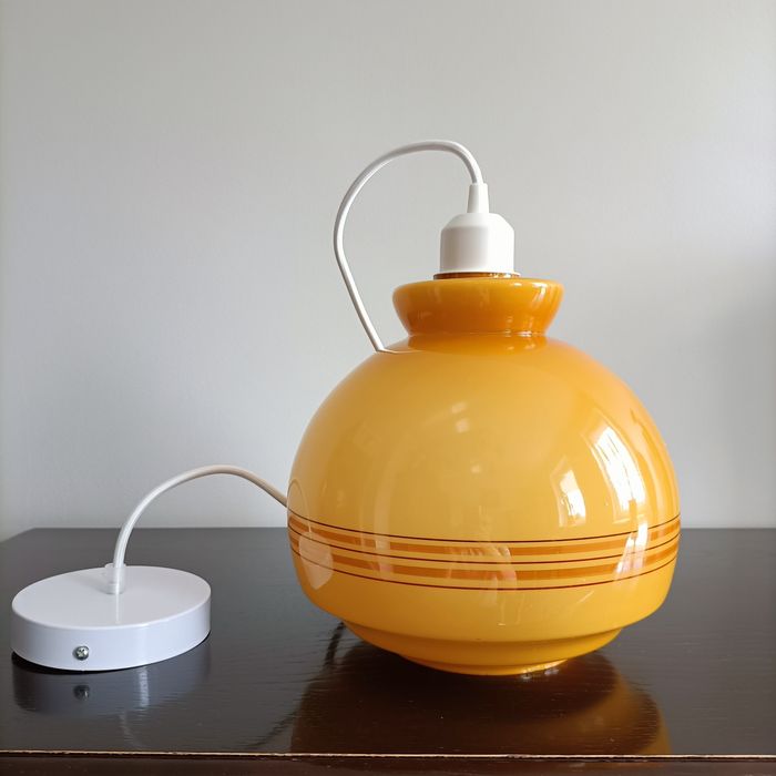 Stara lampa Polam, wisząca - PRL, vintage, retro, loft,new look ,Delam