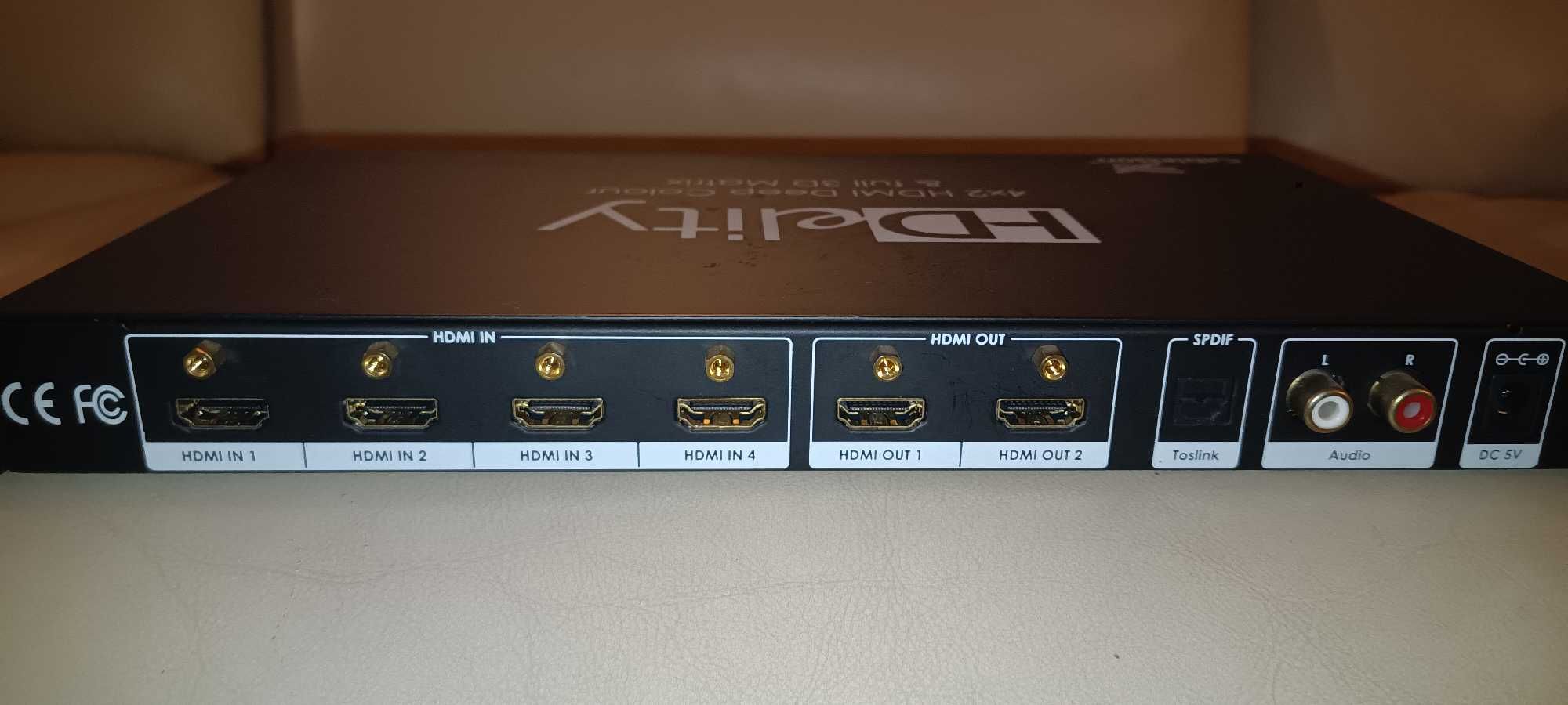 HDMI 4x2 matrix comutação, com extrator audio digital