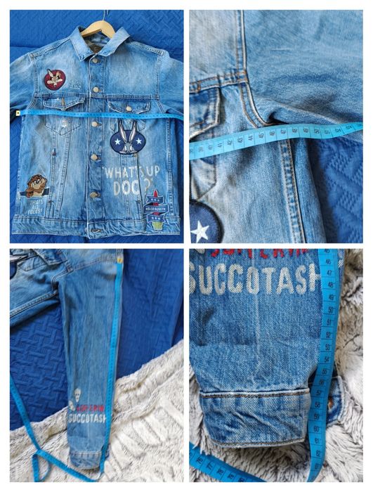 Kurtka jeansowa Zara Woman z wyszywkami oraz  naszywkami Loonely Tunes