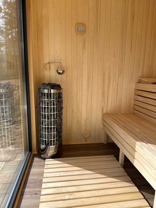 SAUNA ogrodowa PREMIUM 6 x 2,4m Hybryda WIFI wiata na BALIA JACUZZI
