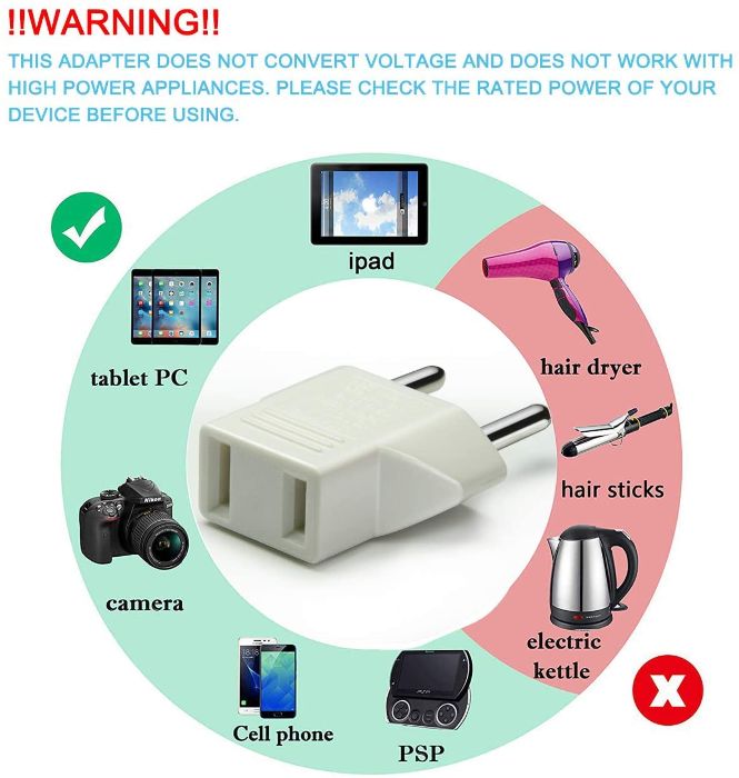 Adaptador de corrente para o sistema americano 2 pinos