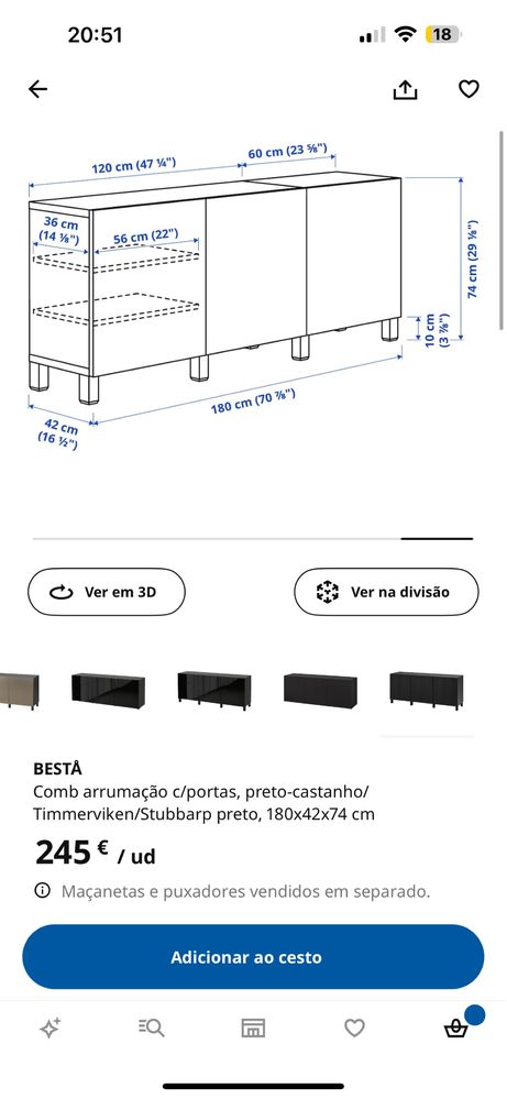 Aparador preto ikea com vidro