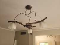 Lampa wisząca 3 klosze mosiądz