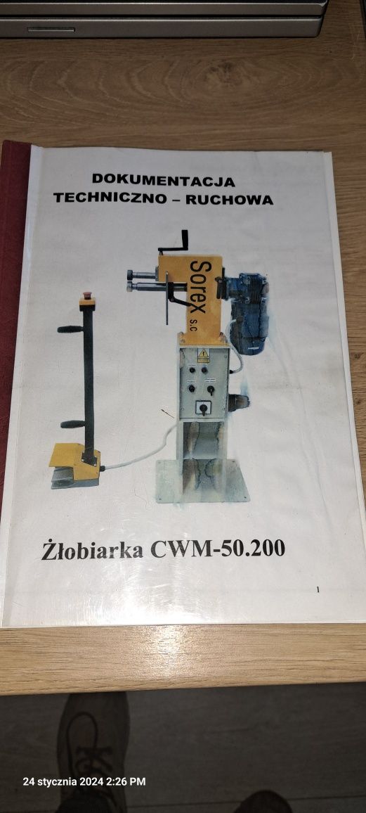 Żłobiarka elektryczna CWM-50.200 silnik 1,5kW SOREX stan bdb