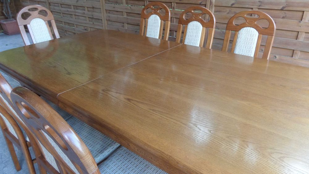 piękny duży masywny dębowy stół 12 krzeseł stan bdb wysyłka dowóz