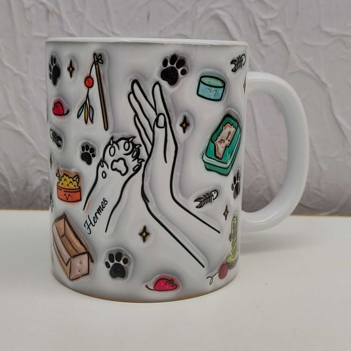 Kubek kocia łapa i właściciela 330ml dłoń plus łapka 1-6 kotków efe 3D