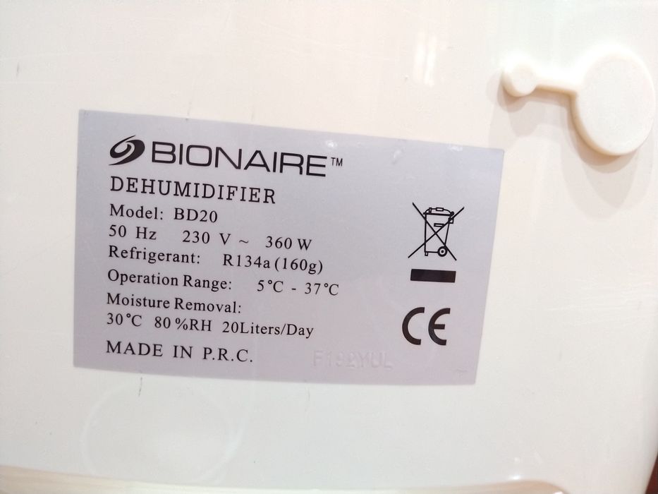 Desumidificador Bionaire BD20. Casa quarto apartamento vivenda escritó