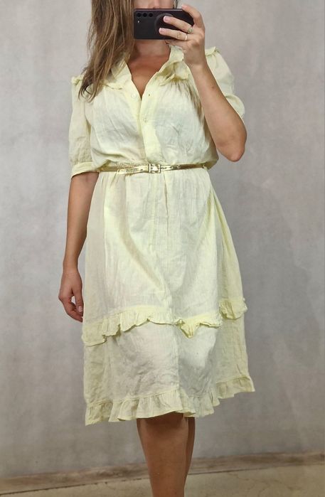 Sukienka muślinowa M/L. Cytrynowa , długa