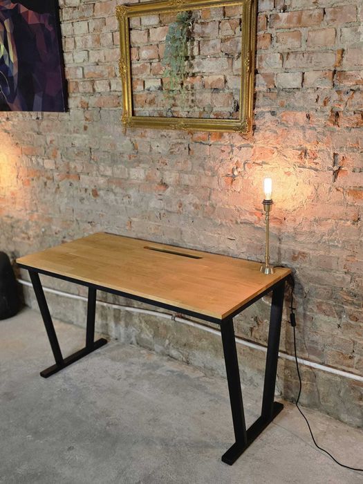 Biurko LOFT 130x60 naturalny dąb, metalowy stelaż | Transport GRATIS
