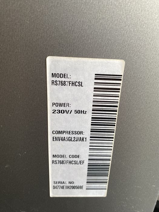 Lodówka samsung model: RS7687FHCSL