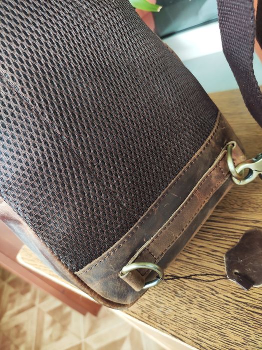 Кожаная мужская Сумка - Слинг. Dark Brown.