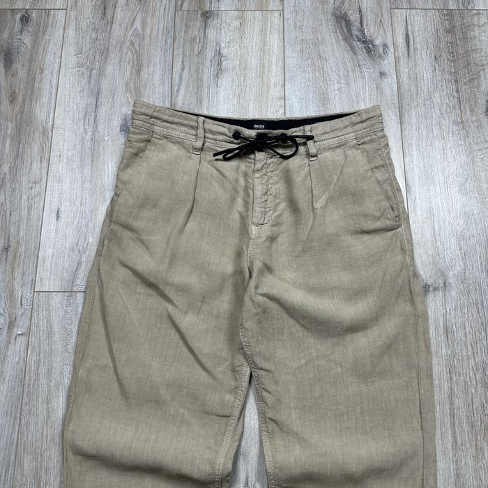 Штани лляні Hugo Boss Чіноси