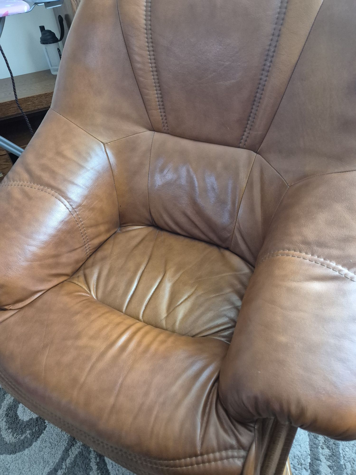 Skórzana sofa/kanapa, fotel i podnóżek