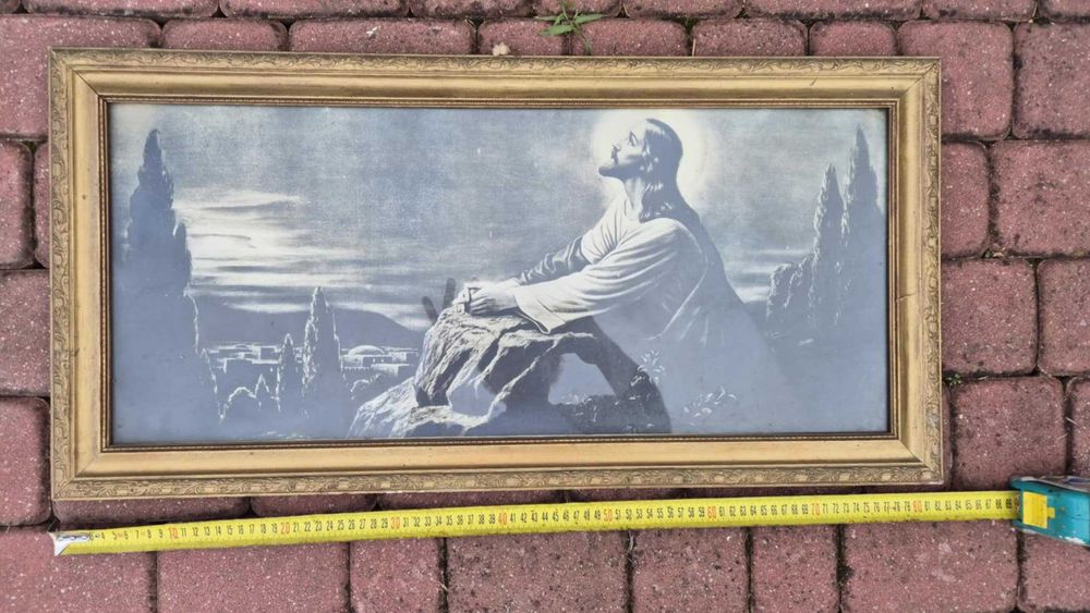 Obrazy religijne PRL – zestaw 4 sztuk, klimaty retro