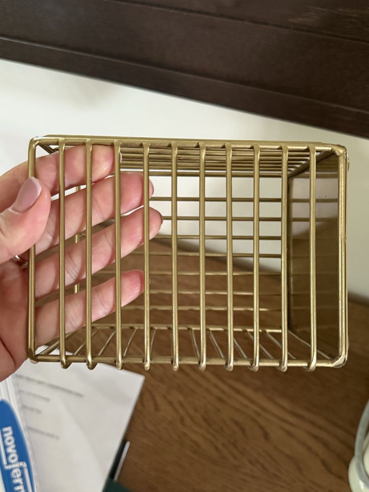 Druciany h&m home zara zloty pojmnik kosz na sztućce do kuchni koszyk