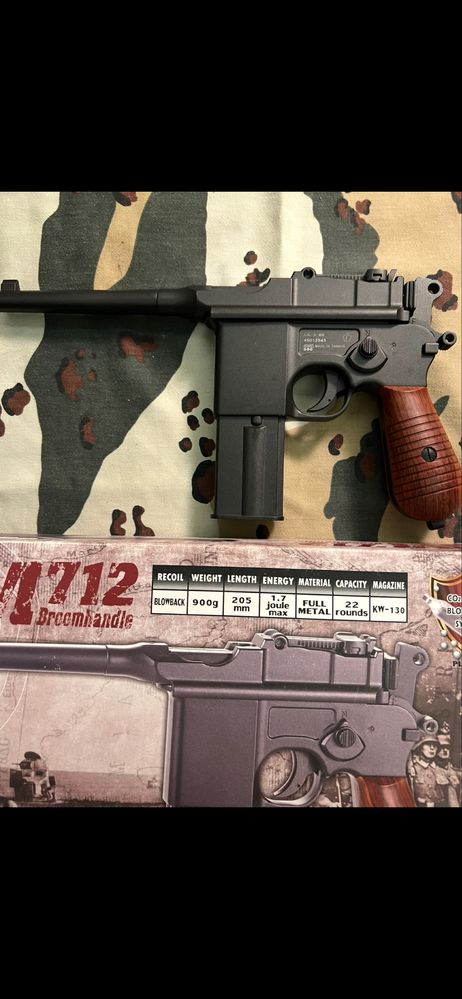 Airsoft Mauser replica de pistola antiga a CO2