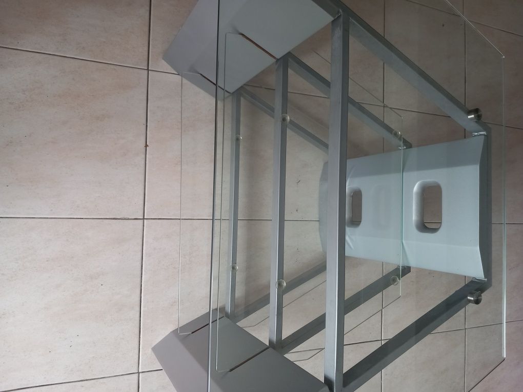 Movel para televisão em vidro e inox