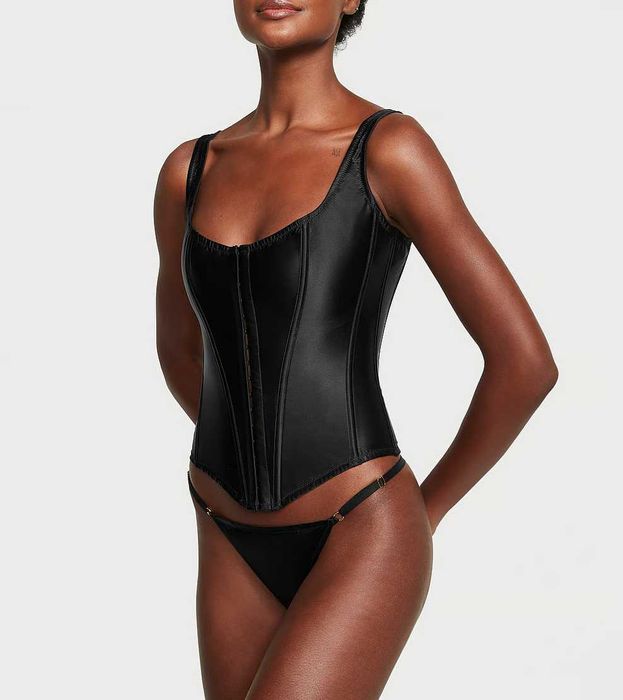 Victoria's secret оригінал корсет шовковий натуральний шовк чорний s с