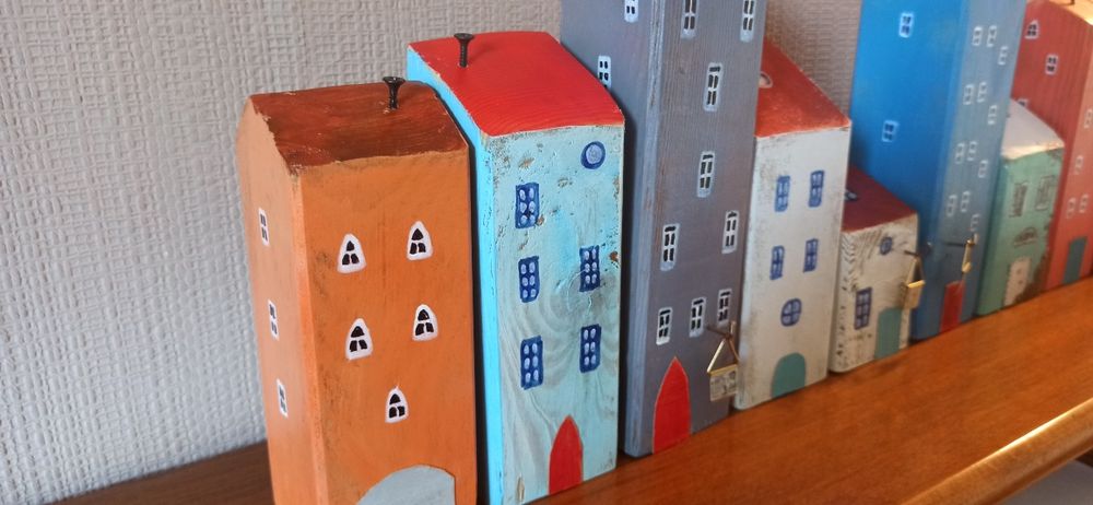 Miasto ręcznie robiony drewniany model