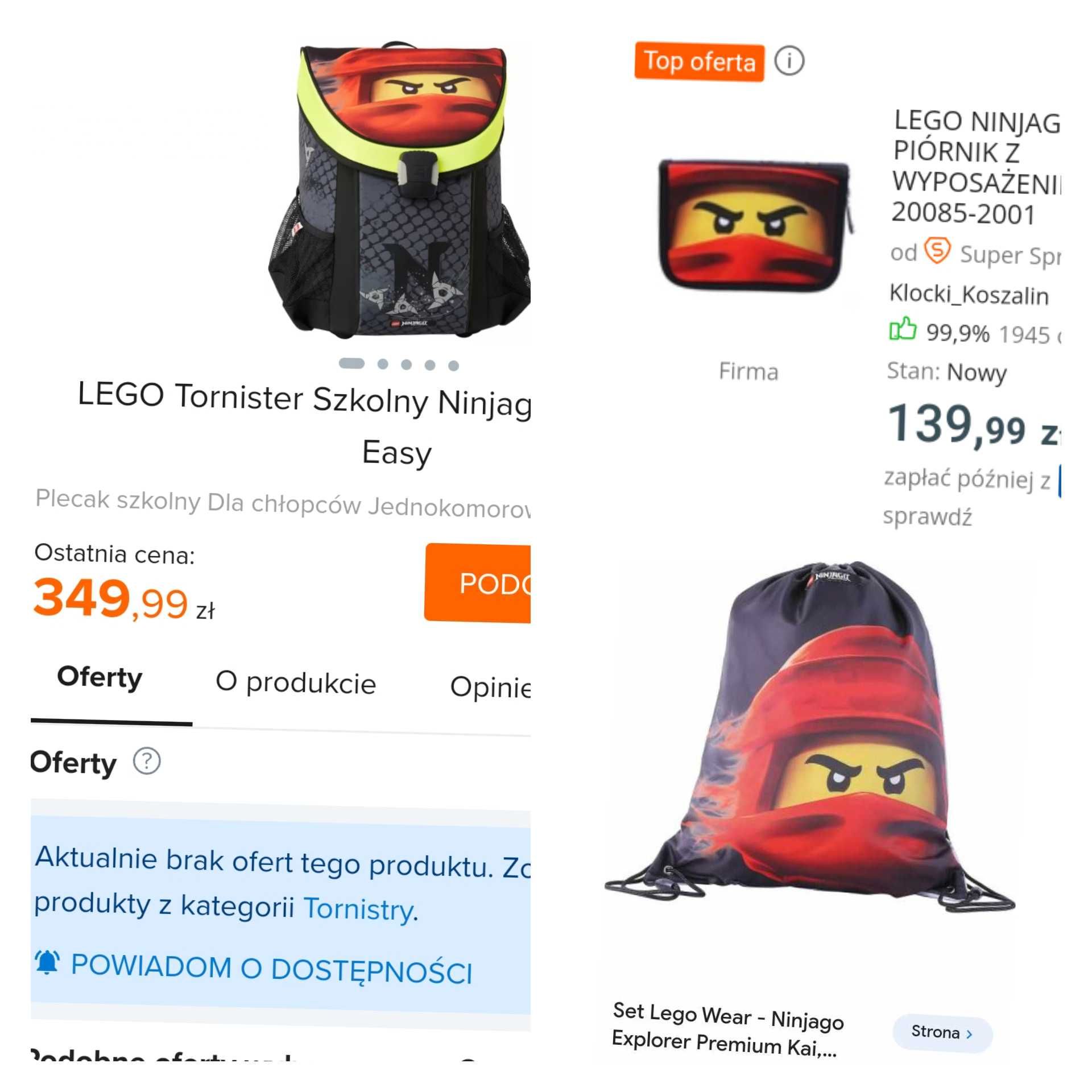 Używany lekki Tornister lego ninjago plecak lego worek lego