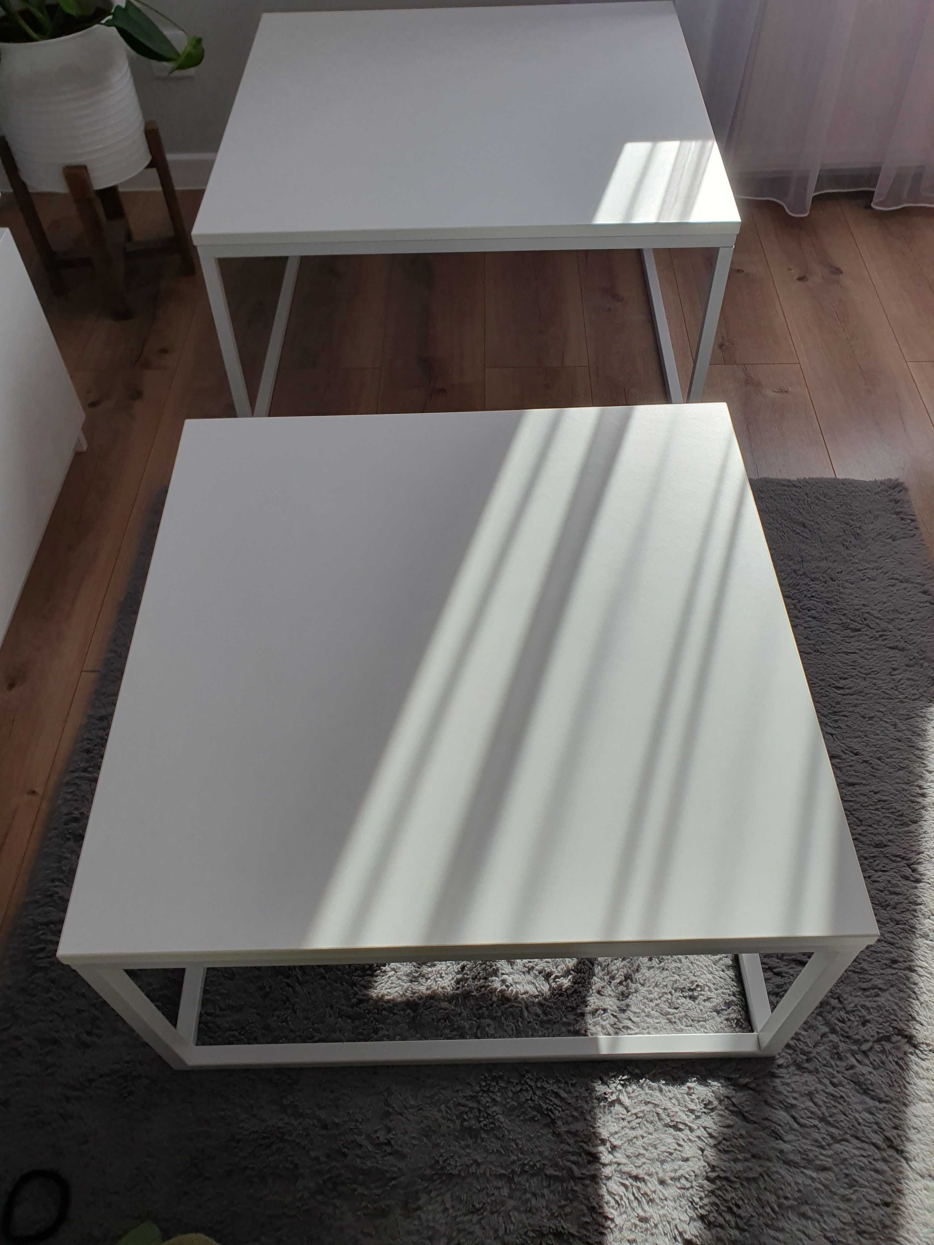 Stolik stoliki kawowy loft biały białe malowane proszkowo