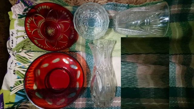 Салатниця ваза кришталь радянський посуд червоне скло