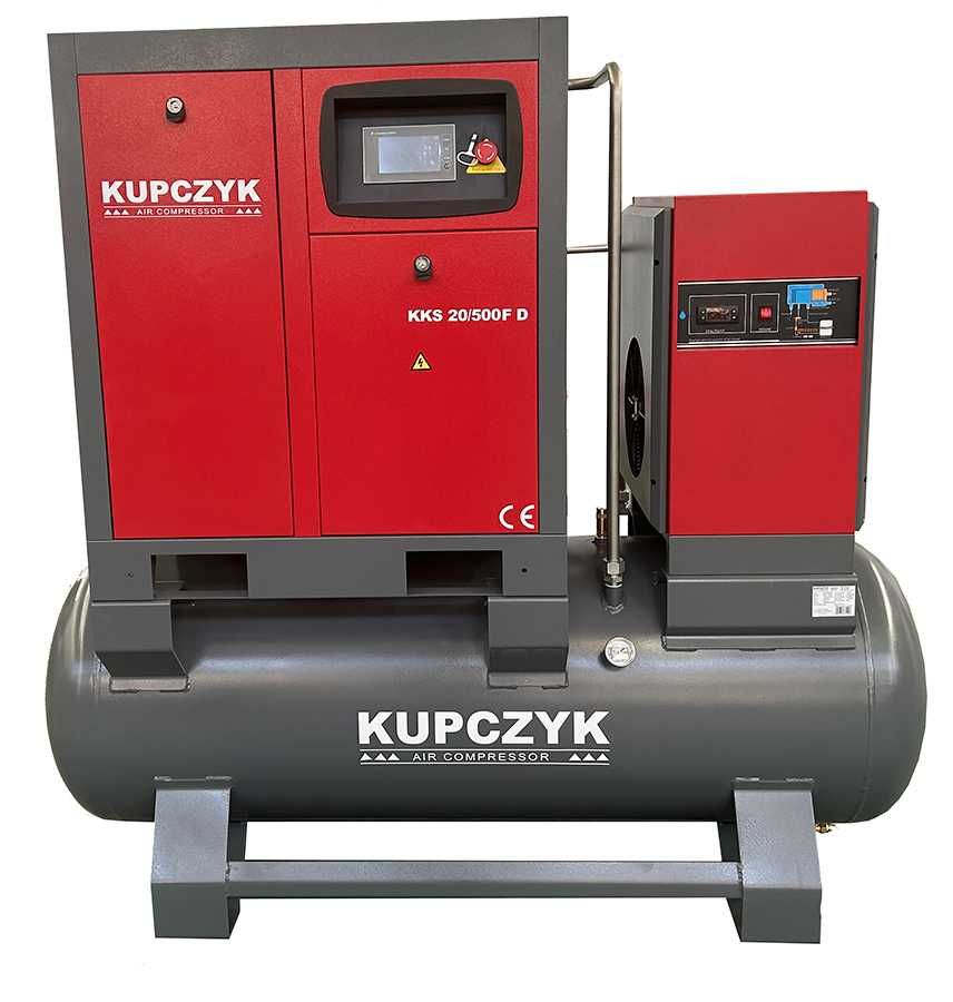 Kompresor śrubowy 2200 l/min 15 KW Falownik Osuszacz Filtry Kupczyk