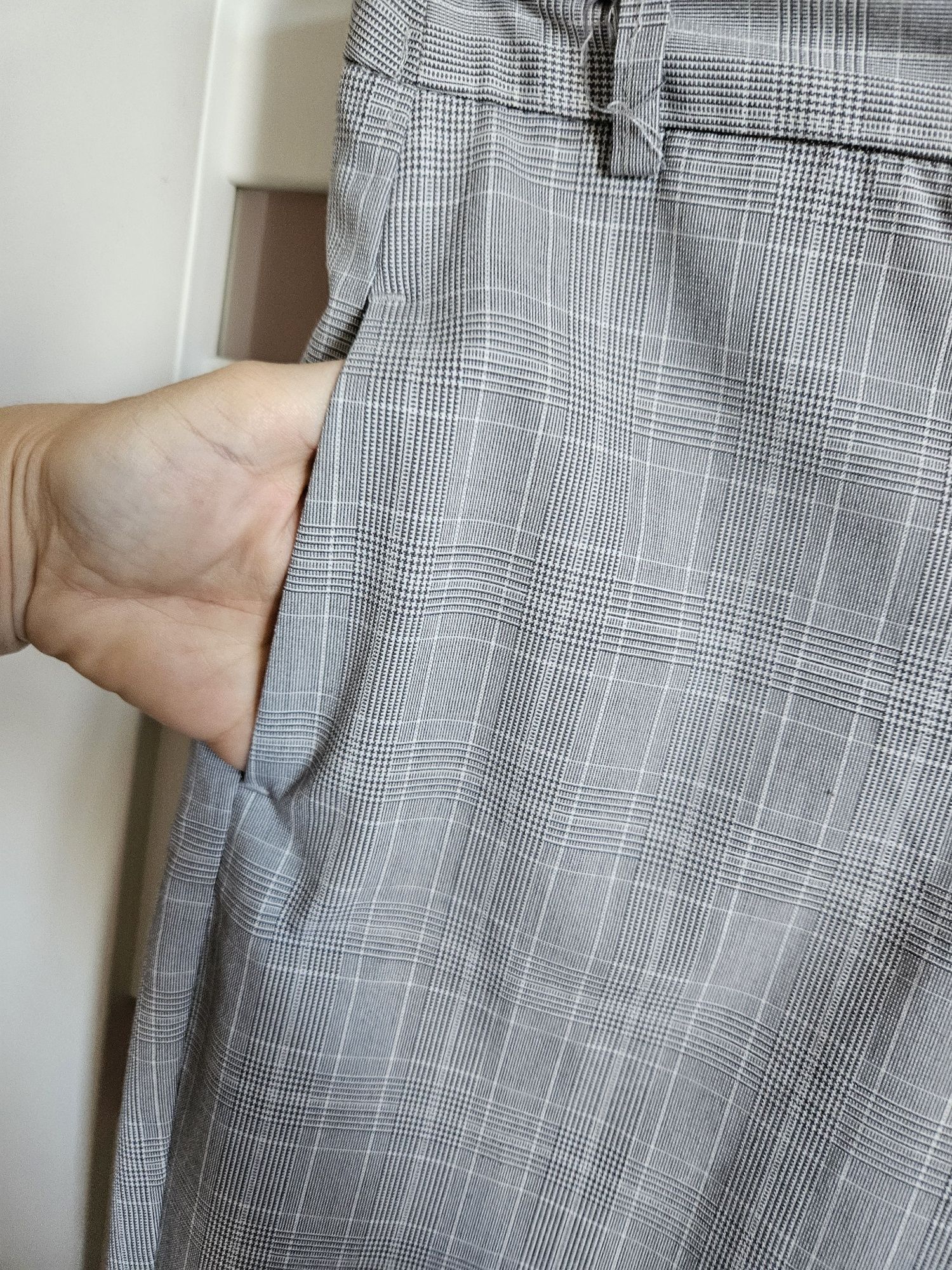 Zara basic spodnie szare kratka r m