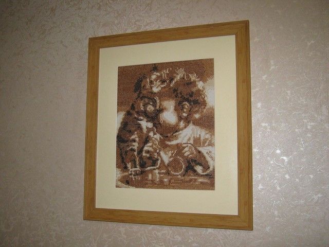 Картина вишита хрестиком "Дитина з котиком"